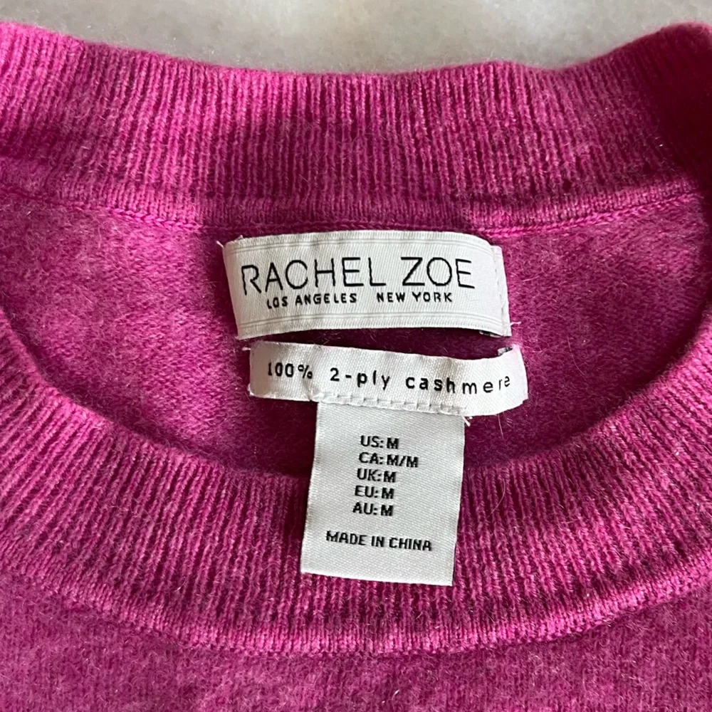 100% Cashmere Rachel Zoe Hot Pink Fuzzy Cozy Sweater Crew Scoop Neck Cardigan